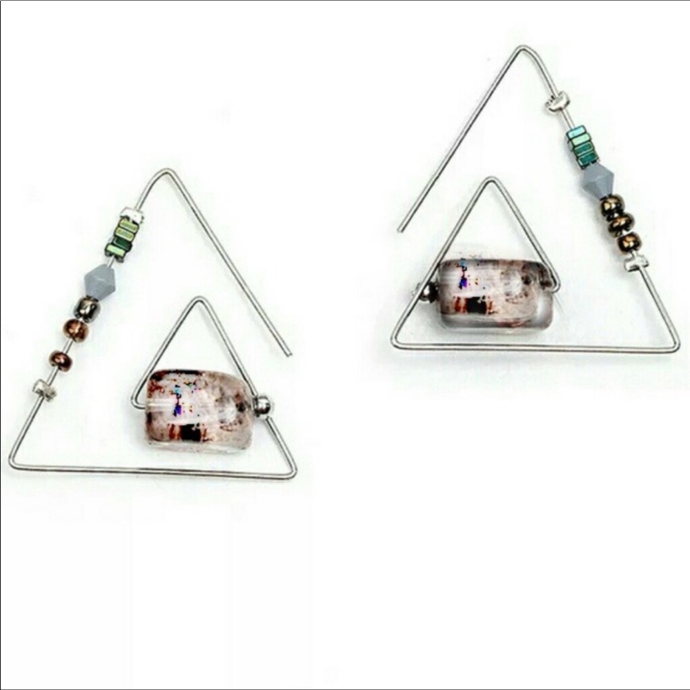 4/$15 Triangle Threader Earrings Silver Edition